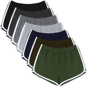 URATOT 7 Pack Womens Cotton Shorts, Dolphin Booty Athletic Gym Sports Shorts for Yoga Lounge Running