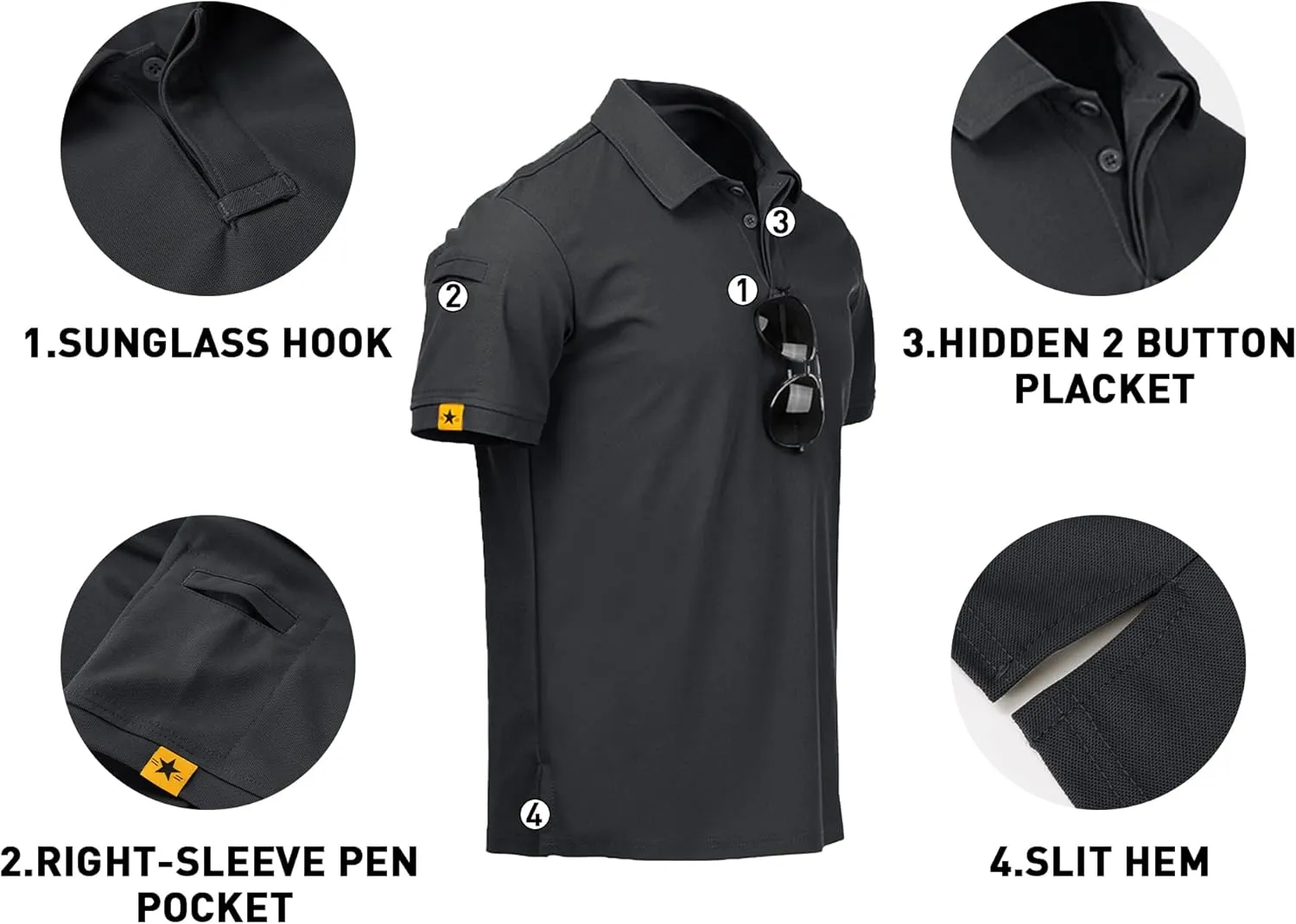 V VALANCH Mens Polo Shirts Short Sleeve Moisture Wicking Golf Polo Athletic Collared Shirt Tennis T-Shirt Tops