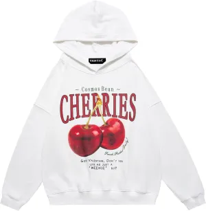 Vamtac Oversized Hoodie Cute Y2k Hoodies Cherry Graphic Streetwear Sweatshirt Fashion Pullover Hooded Unisex