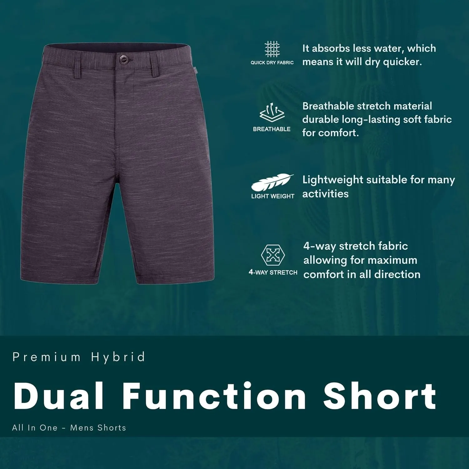Visive Premium Hybrid Shorts Men Quick Dry Golf Stretch Board Shorts Swim Trunks Summer Big Men