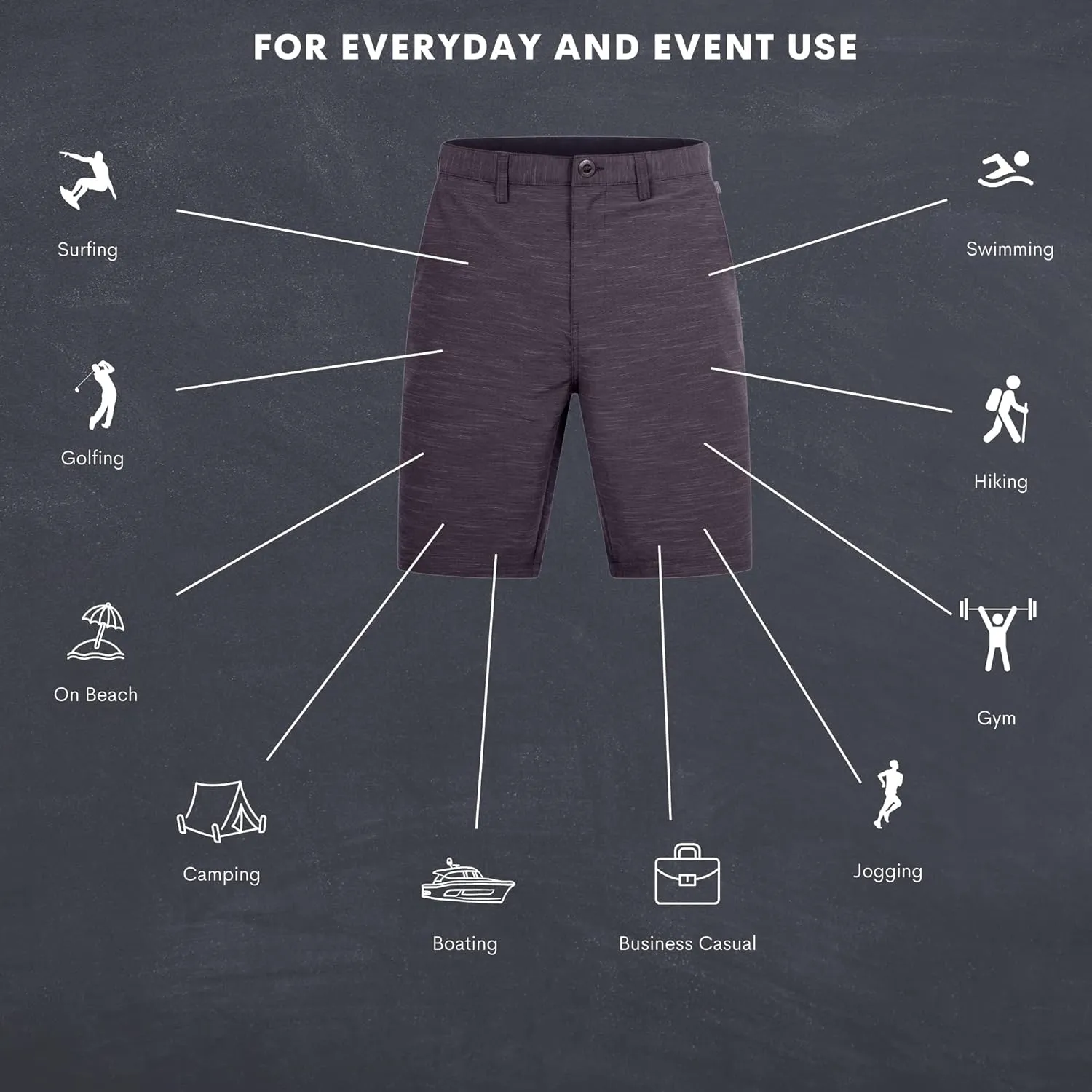 Visive Premium Hybrid Shorts Men Quick Dry Golf Stretch Board Shorts Swim Trunks Summer Big Men