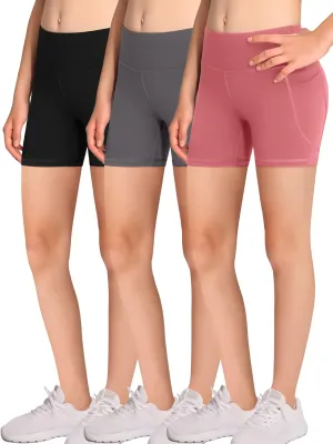 Volleyball Bike Shorts for Girls Spandex Compression Shorts with Pockets for Kids Dance Yoga and Athletics