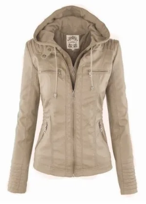 Wenkouban Faux Leather Jacket Women 2023 Basic Jacket Coat Female Winter Motorcycle Jacket Faux Leather Suede PU Zipper Hoodies Outerwear