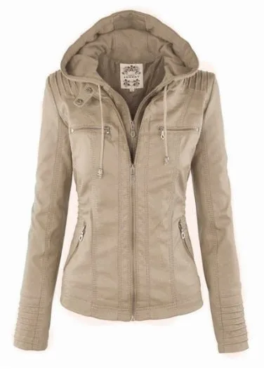 Wenkouban Faux Leather Jacket Women 2023 Basic Jacket Coat Female Winter Motorcycle Jacket Faux Leather Suede PU Zipper Hoodies Outerwear