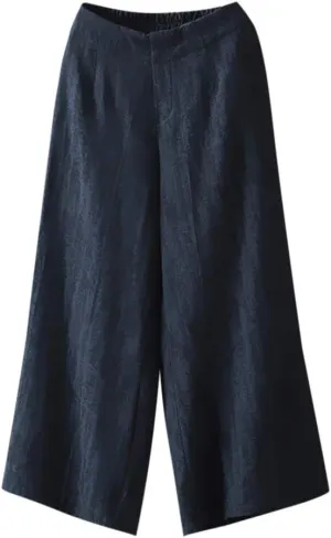 White Linen Pants Women Lounge Summer Baggy Waist Trousers with Pockets Solid Travel Palazzo Pants for Women