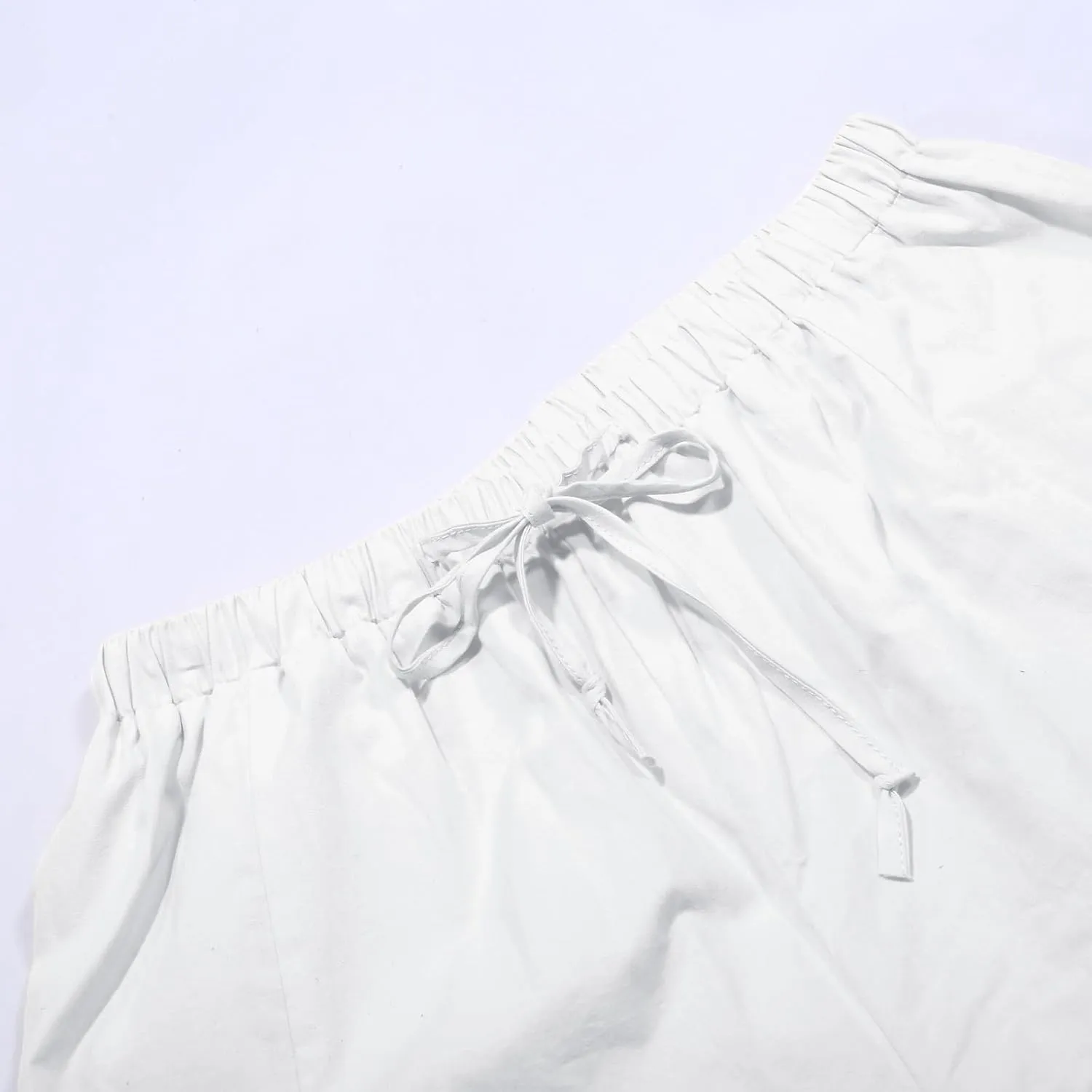 Wide Leg Cropped Pants for Women Casual Drawstring Harem Pants Baggy Lounge Cotton Blend Linen Trousers with Pockets