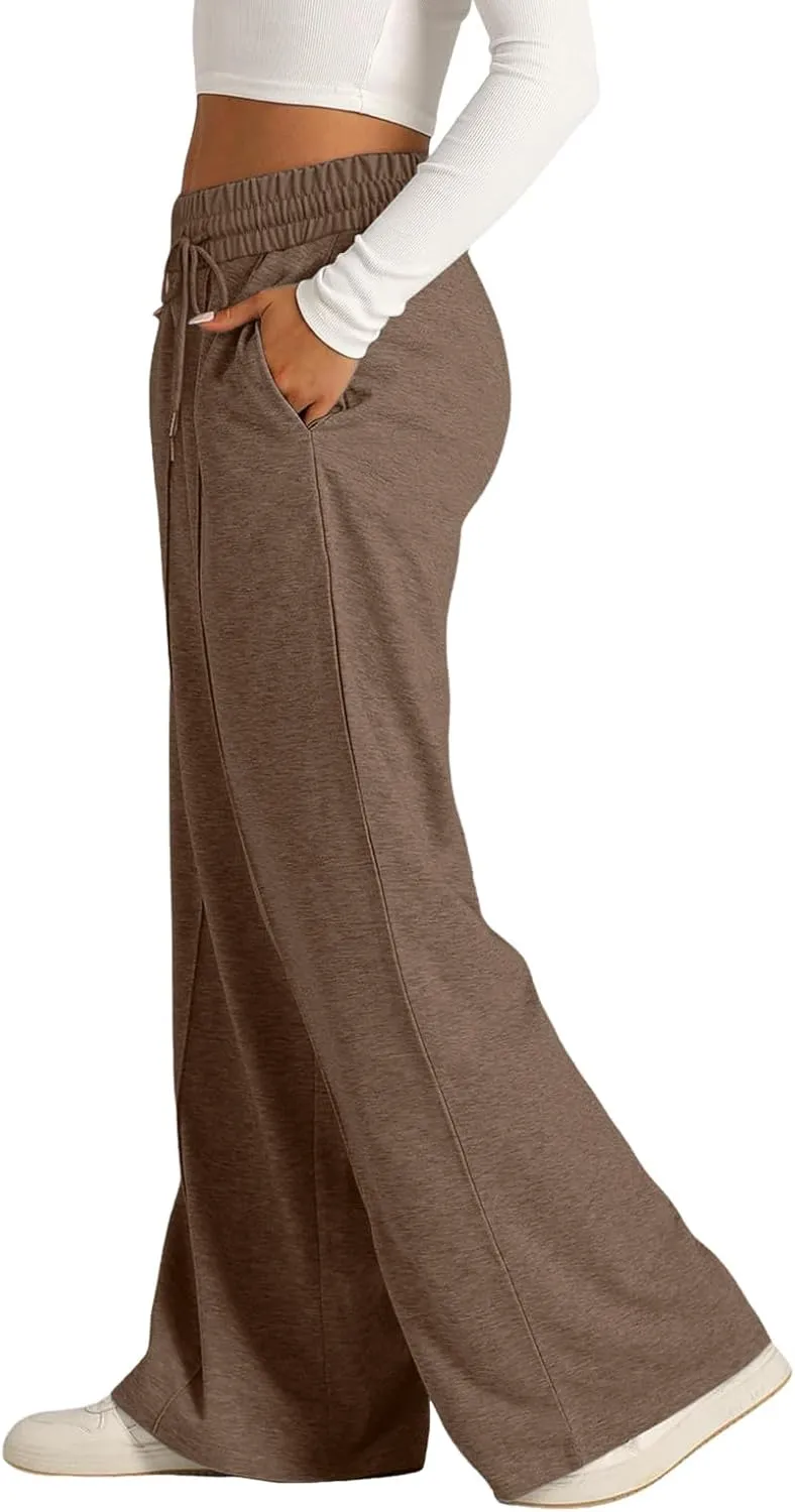 Wide Leg Sweatpants Women 2025 High Waisted Casual Loose Drawstring Sports Athletic Baggy Lounge Pants with Pockets