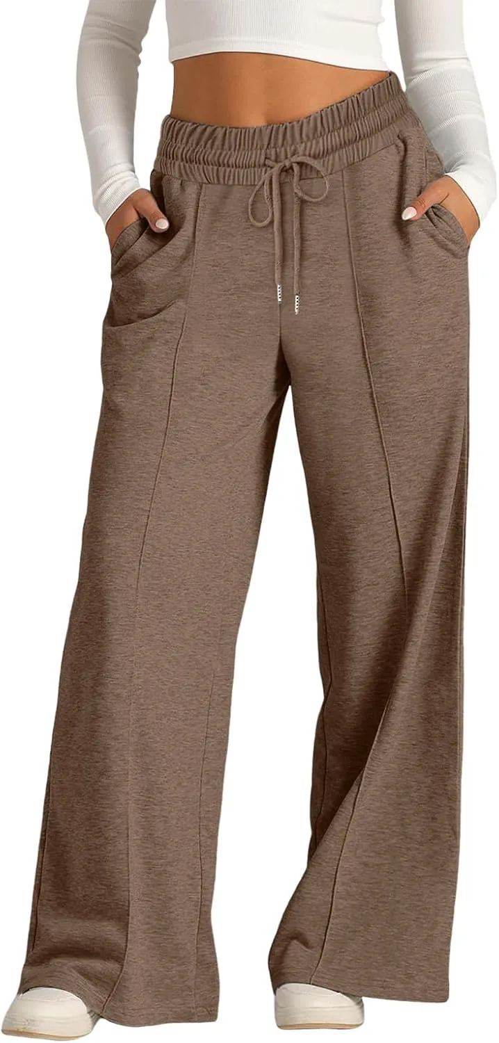 Wide Leg Sweatpants Women 2025 High Waisted Casual Loose Drawstring Sports Athletic Baggy Lounge Pants with Pockets