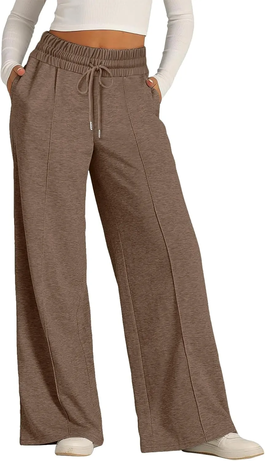 Wide Leg Sweatpants Women 2025 High Waisted Casual Loose Drawstring Sports Athletic Baggy Lounge Pants with Pockets