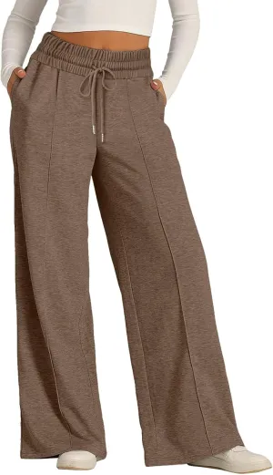 Wide Leg Sweatpants Women 2025 High Waisted Casual Loose Drawstring Sports Athletic Baggy Lounge Pants with Pockets