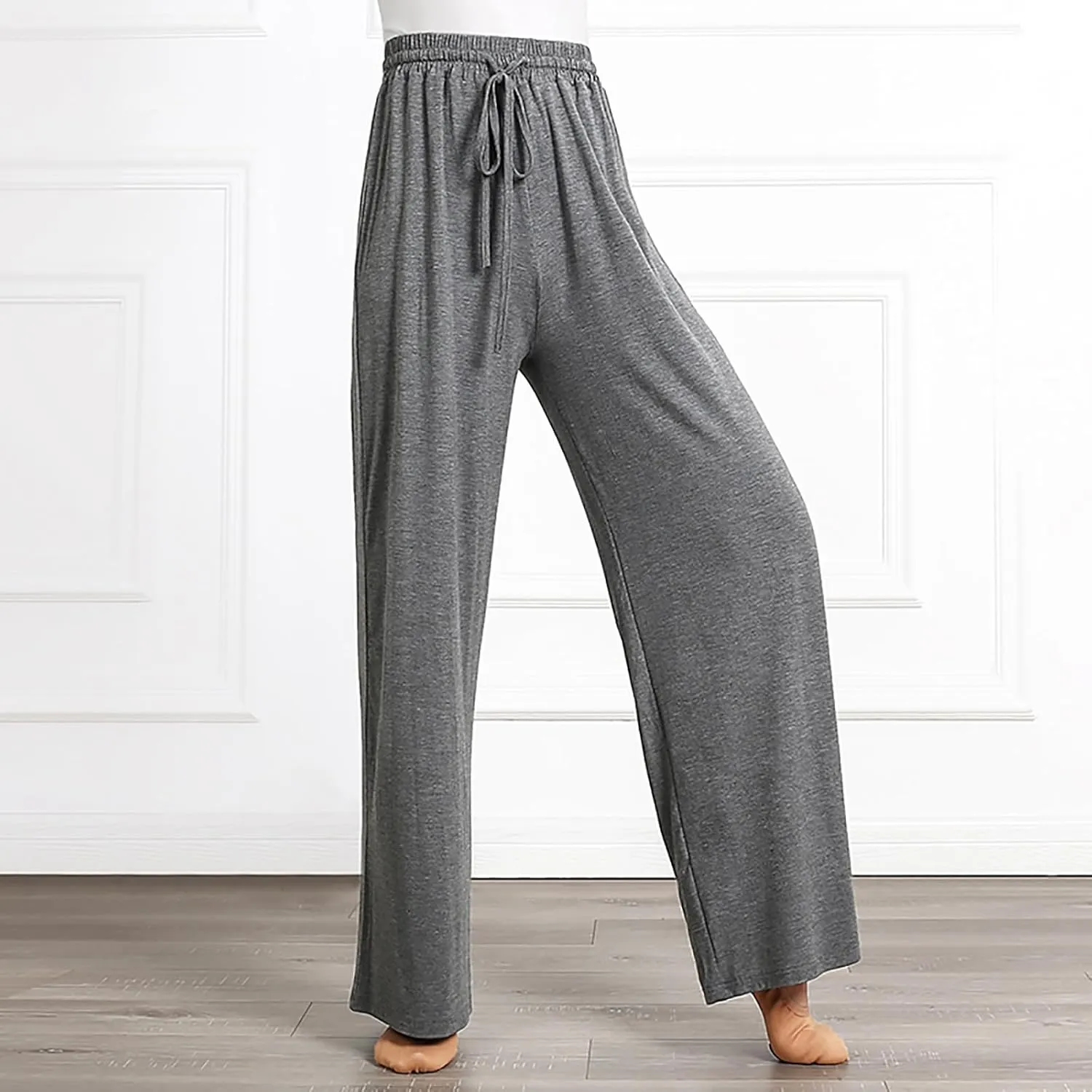 Wide Leg Yoga Pants for Women Comfy Cotton Lounge Workout Pant Loose Flowy Elastic Waist Trousers Trendy Dance Slacks