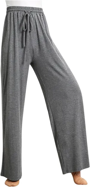 Wide Leg Yoga Pants for Women Comfy Cotton Lounge Workout Pant Loose Flowy Elastic Waist Trousers Trendy Dance Slacks