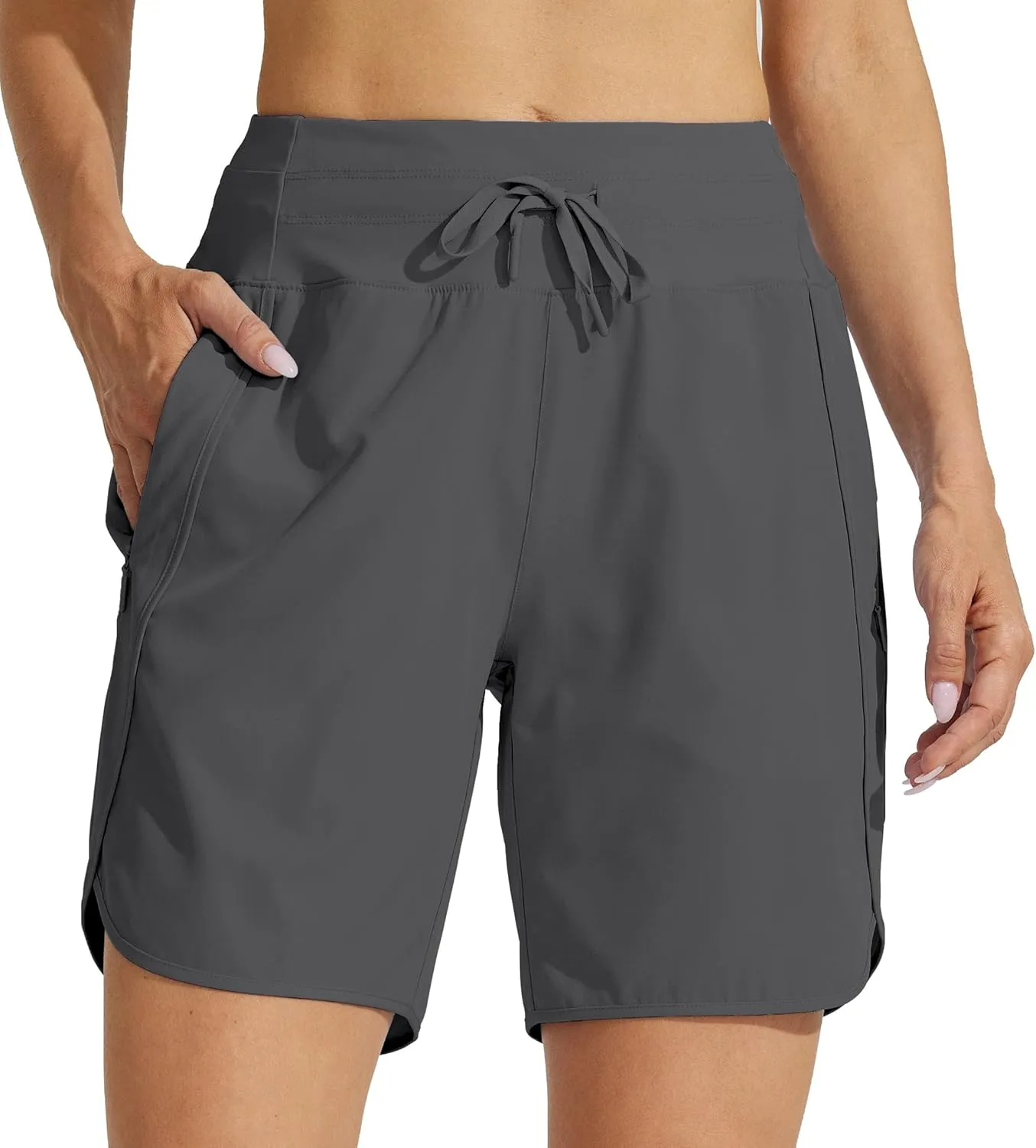 Willit Women's 7" Athletic Running Shorts Long Workout Hiking Shorts Quick Dry High Waisted Active Zipper Pocket