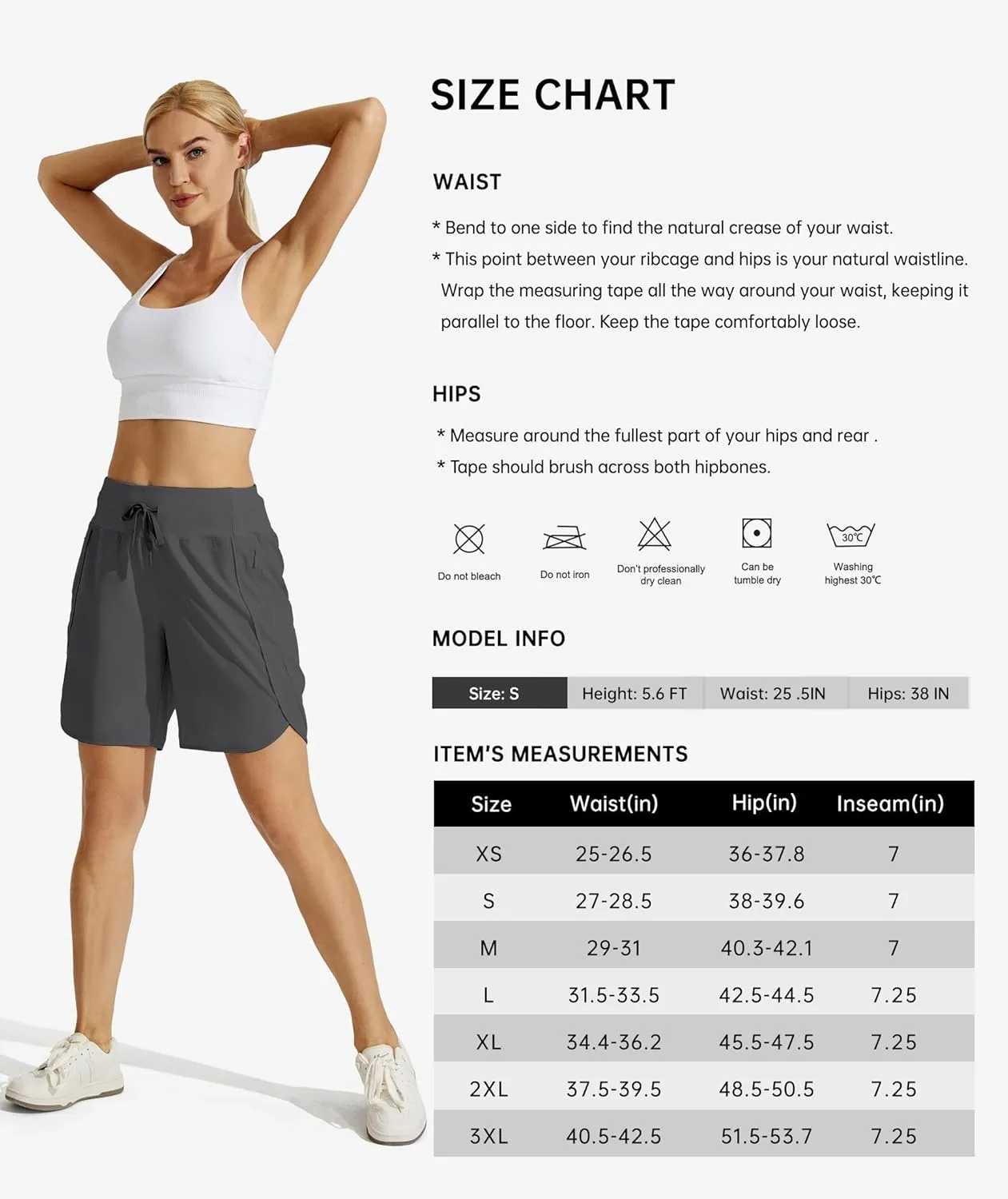 Willit Women's 7" Athletic Running Shorts Long Workout Hiking Shorts Quick Dry High Waisted Active Zipper Pocket