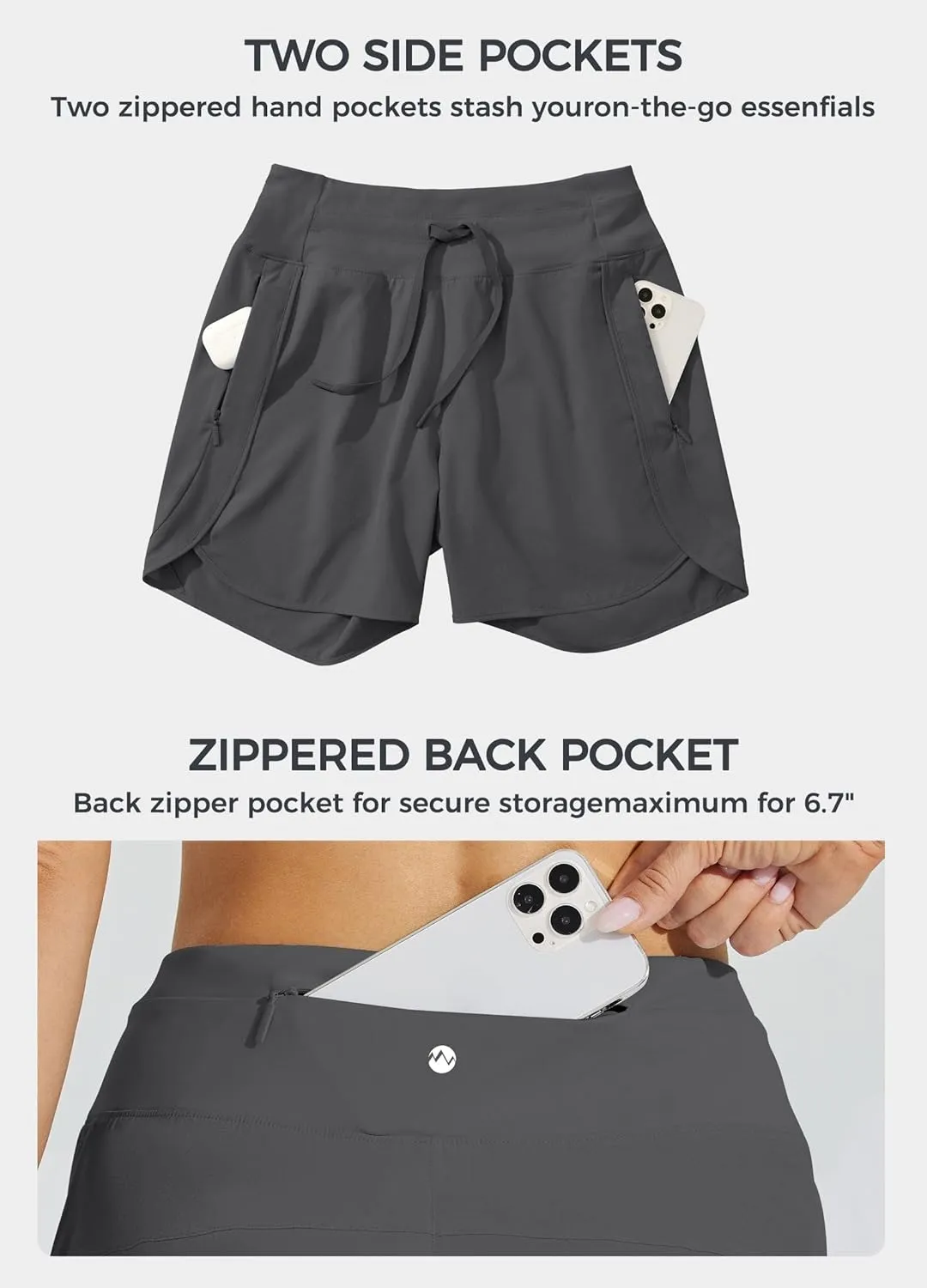 Willit Women's 7" Athletic Running Shorts Long Workout Hiking Shorts Quick Dry High Waisted Active Zipper Pocket