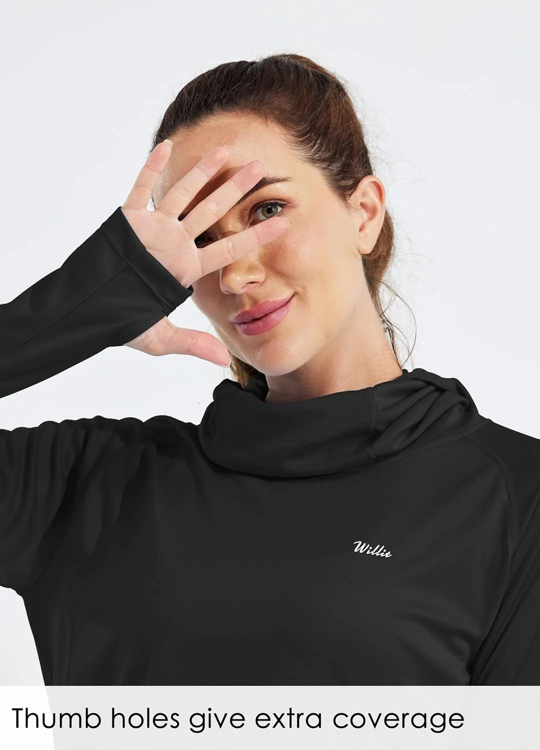 Willit Women's Sun Protection Hoodie UPF 50  Fishing Hiking Shirt Long Sleeve SPF Shirt with Face Mask Lightweight