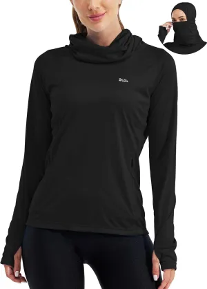 Willit Women's Sun Protection Hoodie UPF 50  Fishing Hiking Shirt Long Sleeve SPF Shirt with Face Mask Lightweight