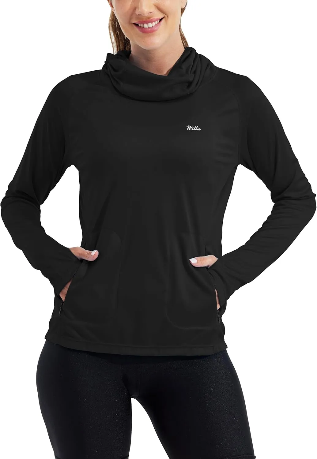 Willit Women's Sun Protection Hoodie UPF 50  Fishing Hiking Shirt Long Sleeve SPF Shirt with Face Mask Lightweight