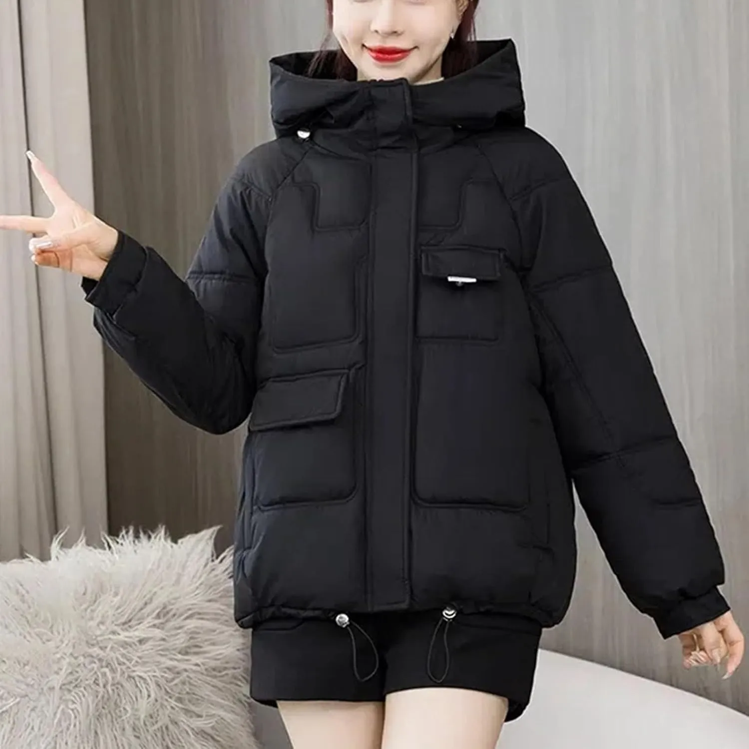 Winter Jacket Women's Thicken Overcoat Parka Hooded Down Cotton Padded Coat Bread Clothes Loose Casual Parkas