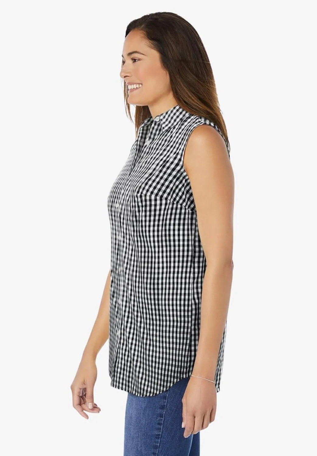 Woman Within Plus Size Perfect Sleeveless Shirt