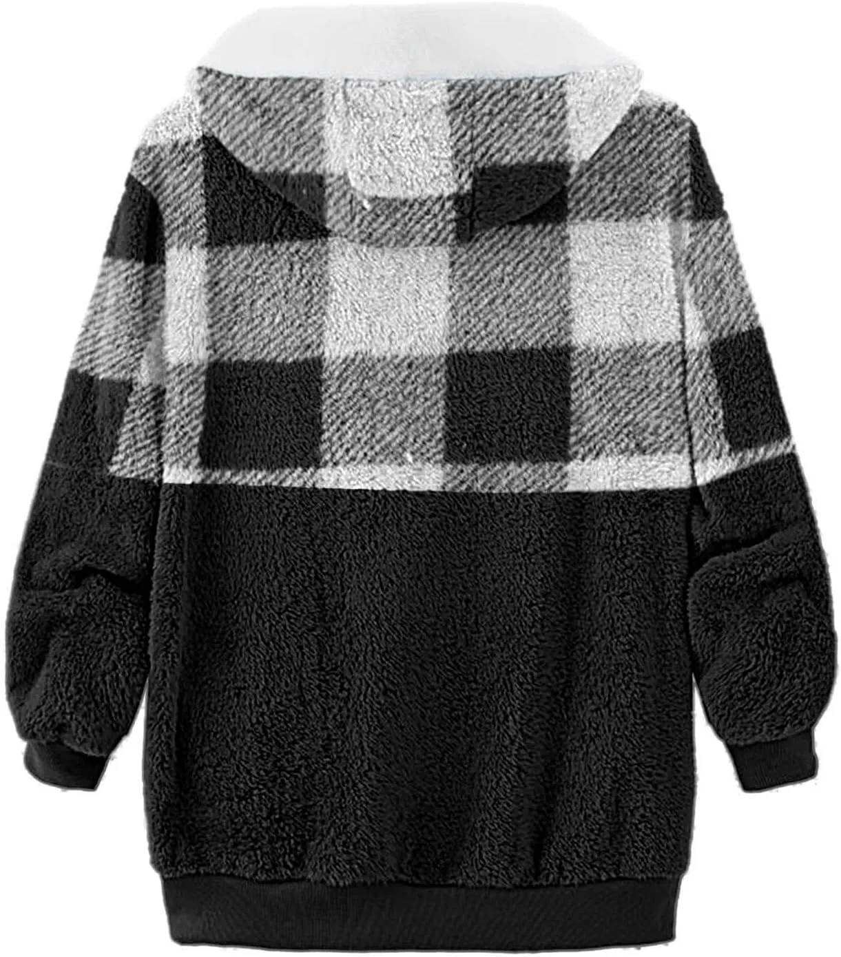 Women 2023 Winter Fuzzy Fleece Coat Plus Size Plush Fluffy Sweatshirt Hoodie with Pockets Parka Loose Blazer Hooded