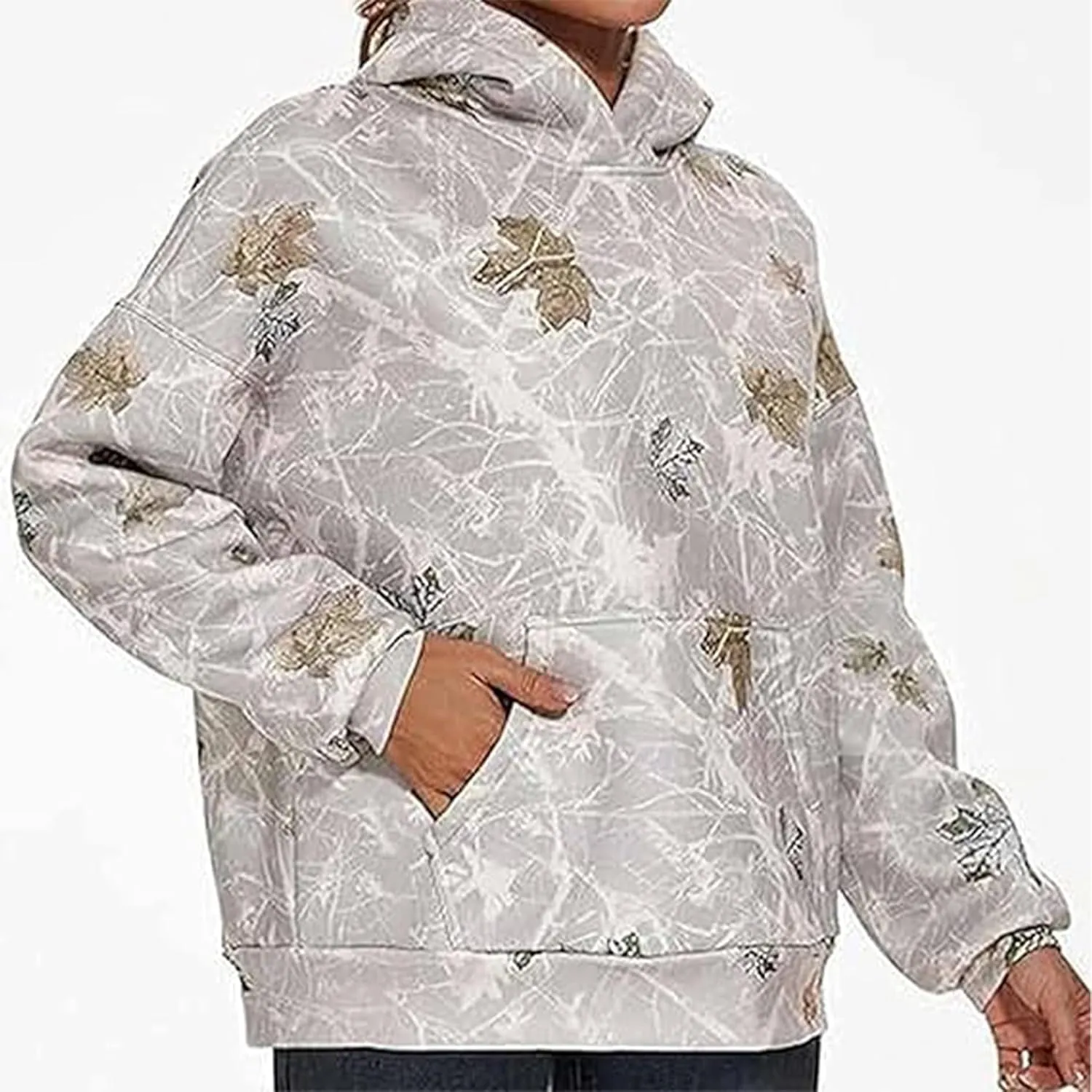 Women Camo Hoodie Oversized Pullover Sweatshirt Casual Loose Fit Workout Athletic Y2k Hoodies With Pockets