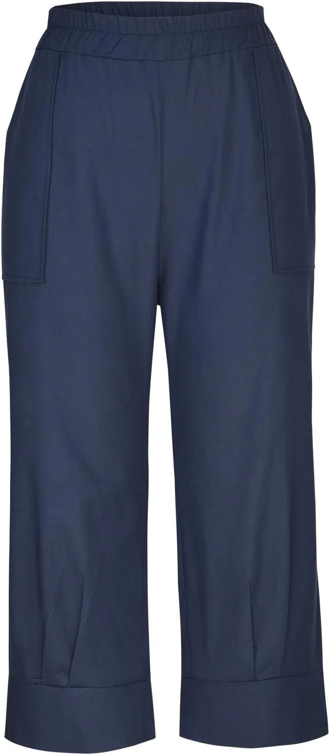 Women Capri Pants Fashion Casual Color Elastic Loose Pants Straight Wide Leg Trousers Vacation Outfits for Women