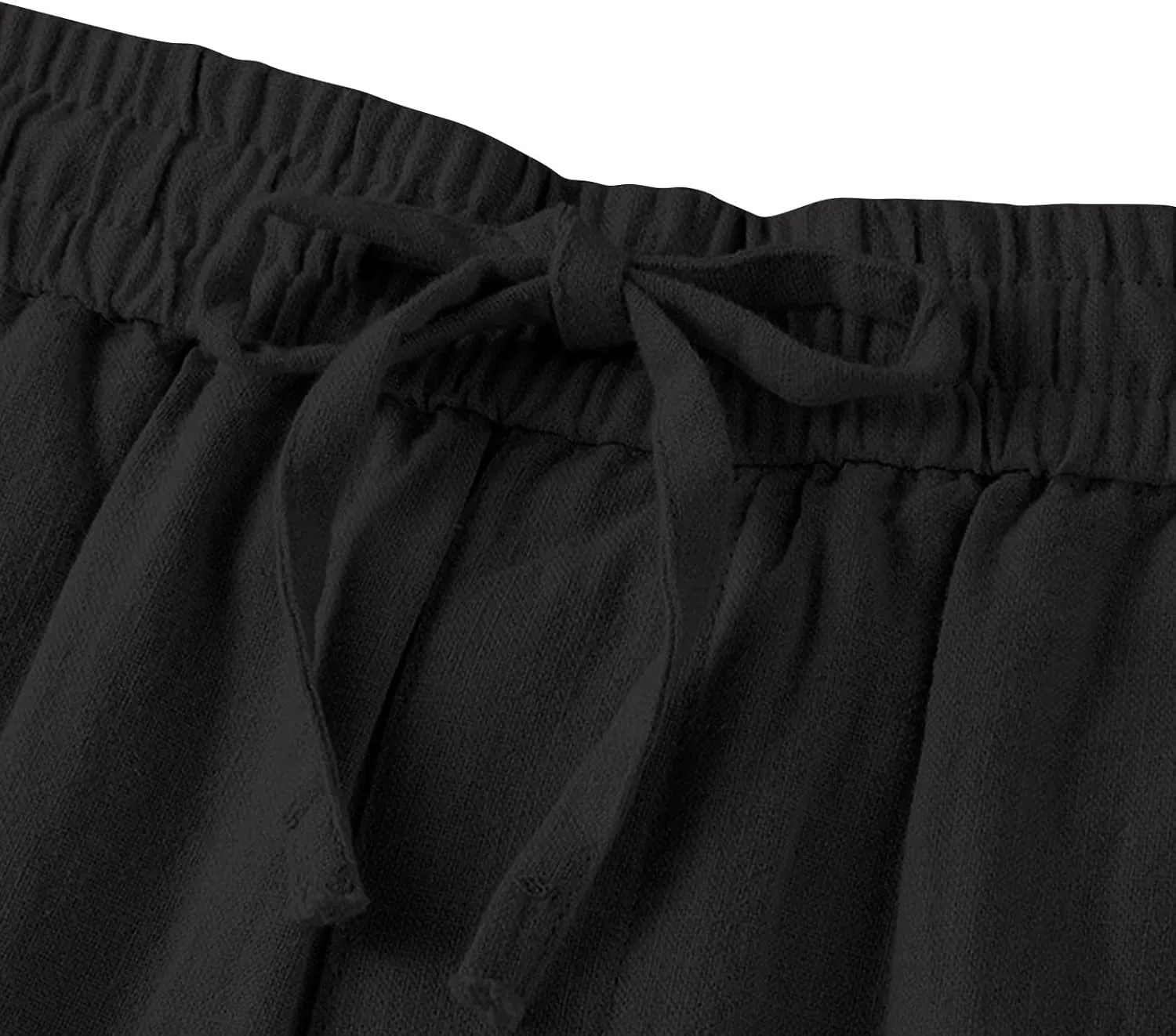 Women Cotton Linen Pants Wide Leg High Waist Flowy Summer Beach Drawstring Pant Beach Travel Vacation Slacks Trousers