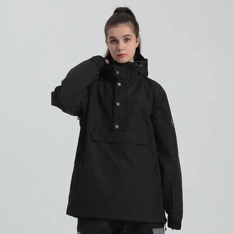 Women Hooded Anorak Snow Jacket Half-zip Ski Hoodies