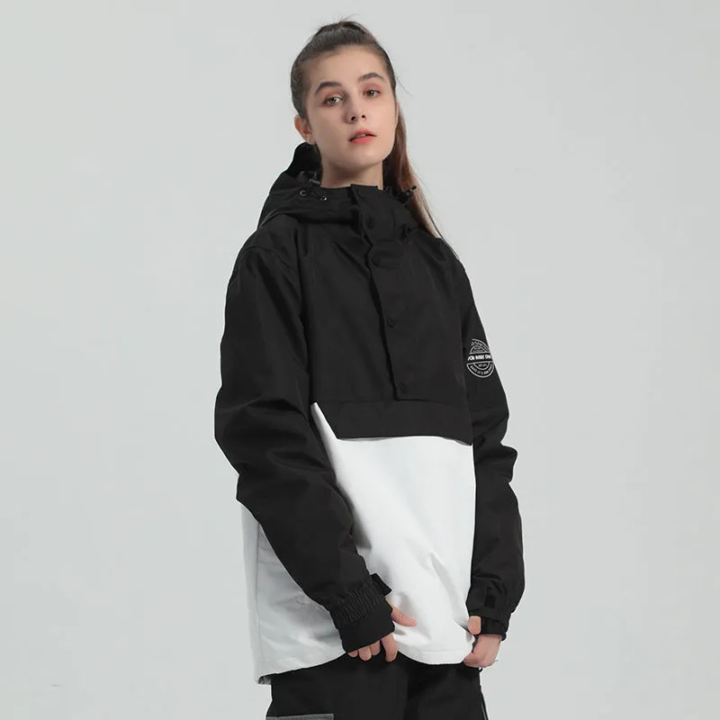 Women Hooded Anorak Snow Jacket Half-zip Ski Hoodies
