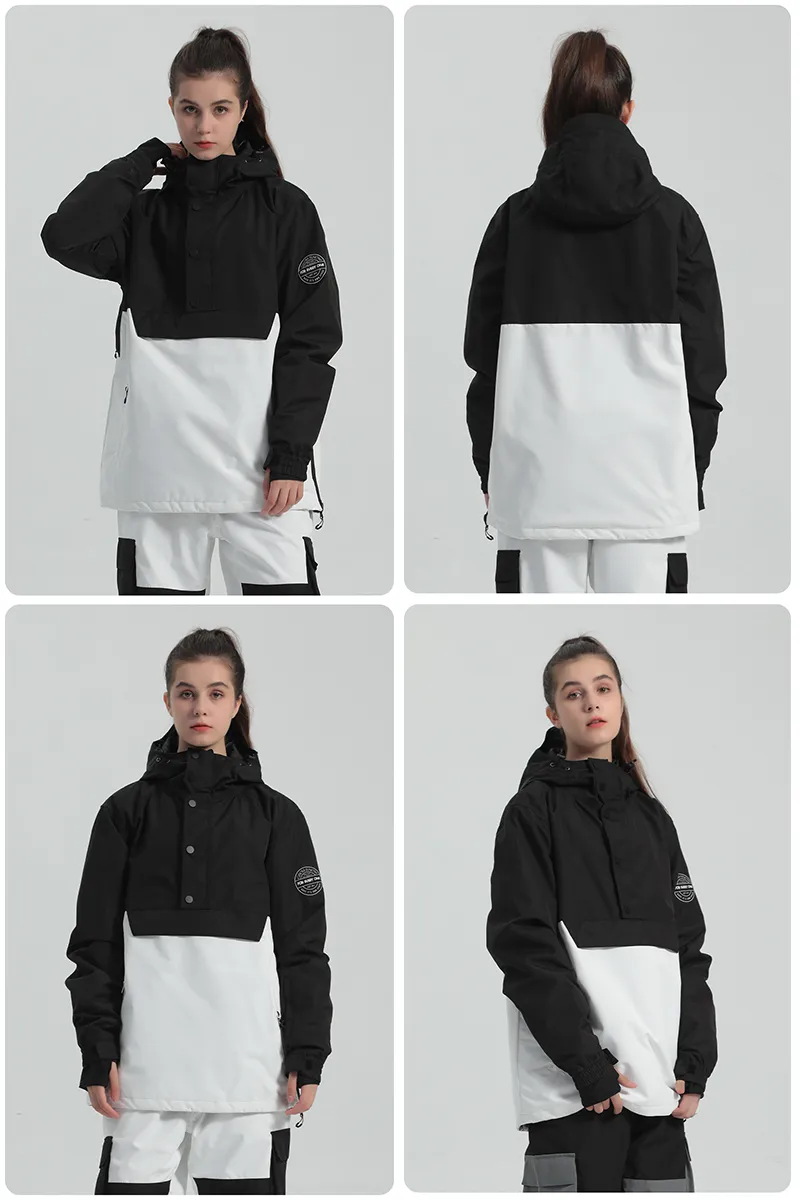 Women Hooded Anorak Snow Jacket Half-zip Ski Hoodies