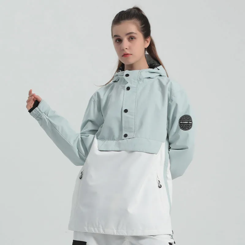 Women Hooded Anorak Snow Jacket Half-zip Ski Hoodies