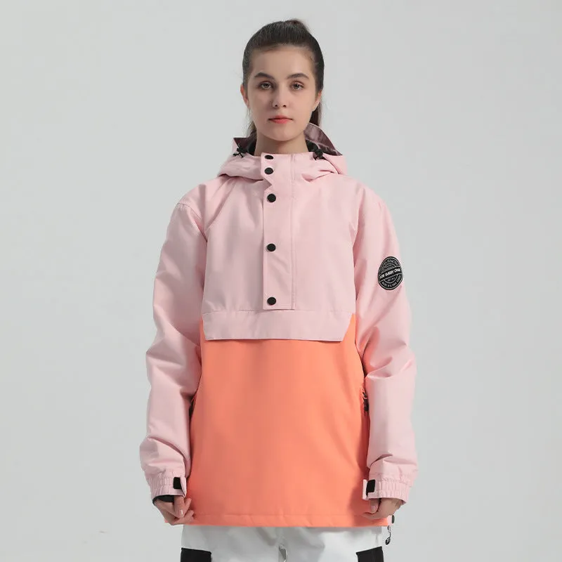 Women Hooded Anorak Snow Jacket Half-zip Ski Hoodies