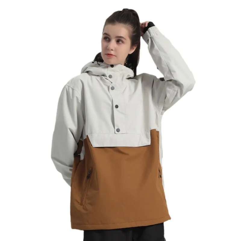 Women Hooded Anorak Snow Jacket Half-zip Ski Hoodies