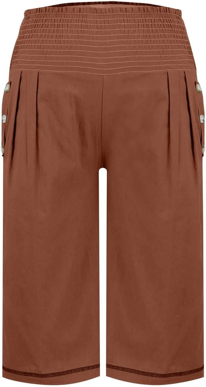 Women Linen Blend Summer Letter Patched Pants High Waist Long Lounge Plus Size Palazzo Lounge Pants Trendy
