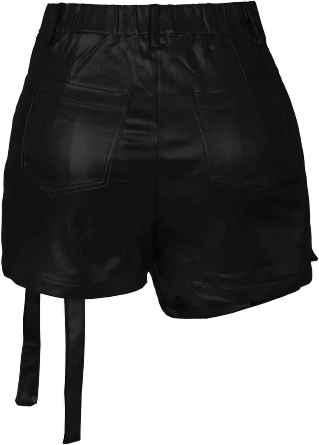 Women Metallic Cargo Leather Shorts Metallic High Waisted Irregular Split Sexy Rave Asymmetrical Streetwear Skorts