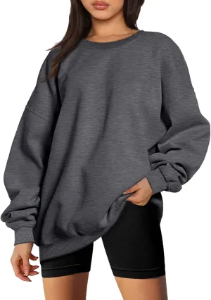 Women Oversized Sweatshirts Crewneck Fleece Hoodies Long Sleeve Pullover Top Fall Fashion Teen Girls Preppy Clothes