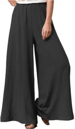 Women Palazzo Pants Summer Boho Wide Leg High Waist Casual Lounge Yoga Pants with Pockets Trousers