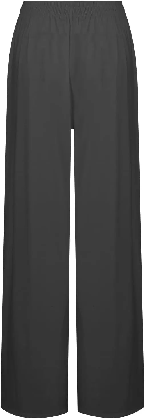 Women Palazzo Pants Summer Boho Wide Leg High Waist Casual Lounge Yoga Pants with Pockets Trousers