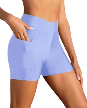 Women Swim Shorts - 4" High Waisted Swimsuit Bottoms Tummy Control 2025 Boy Shorts with Pocket