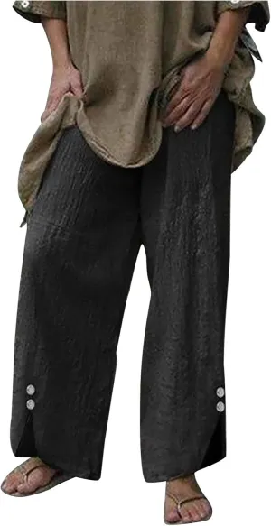 Women Wide Leg Pants, Cotton Linen Boho Trousers High Waist Palazzo Casual Lounge Pants 2025 Summer Beach Slacks