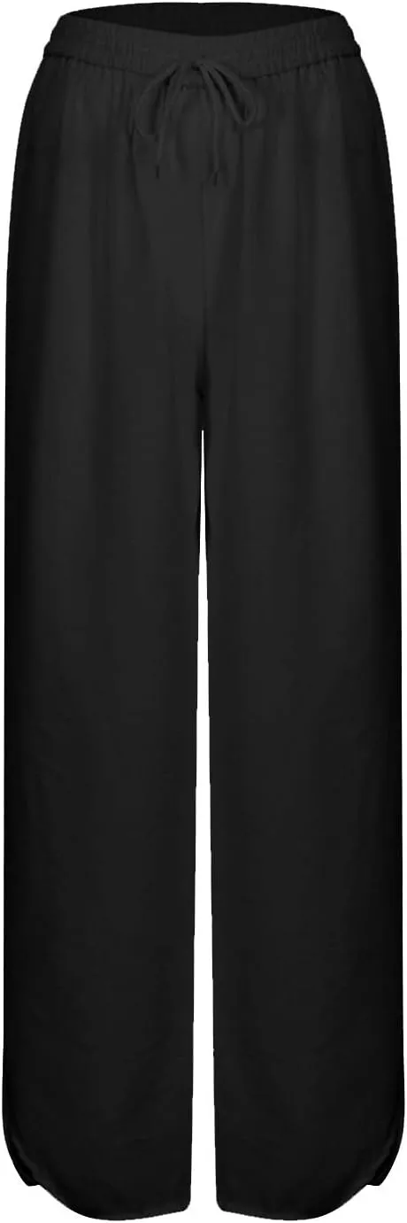Women Wide Leg Pants, Cotton Linen Boho Trousers High Waist Palazzo Casual Lounge Pants 2025 Summer Beach Slacks
