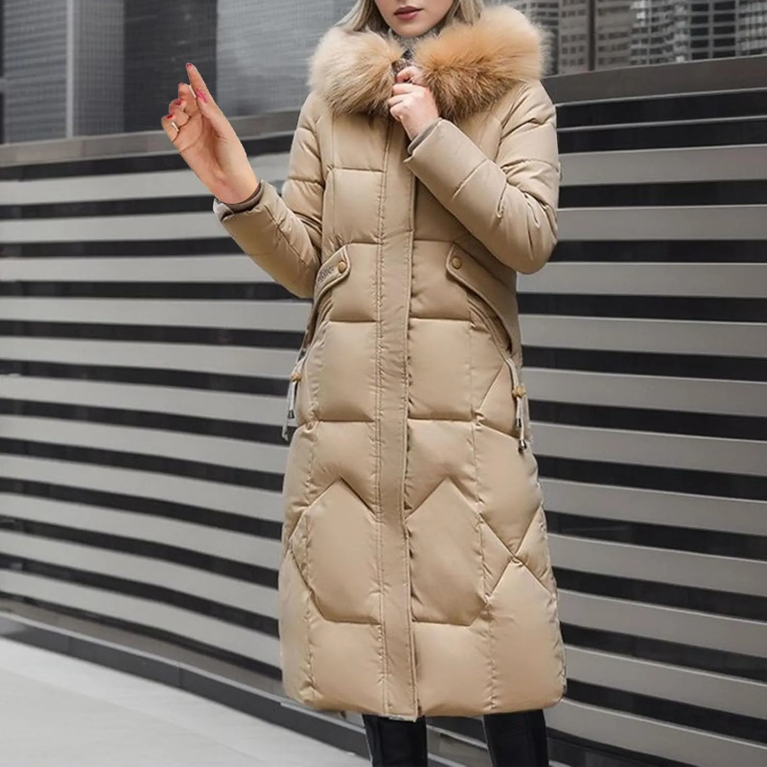 Women Winter Down Puffer Coat Warm Thicken Hooded Long Outwear Down Jacket With Pockets Plus Size Outerwear Jackets