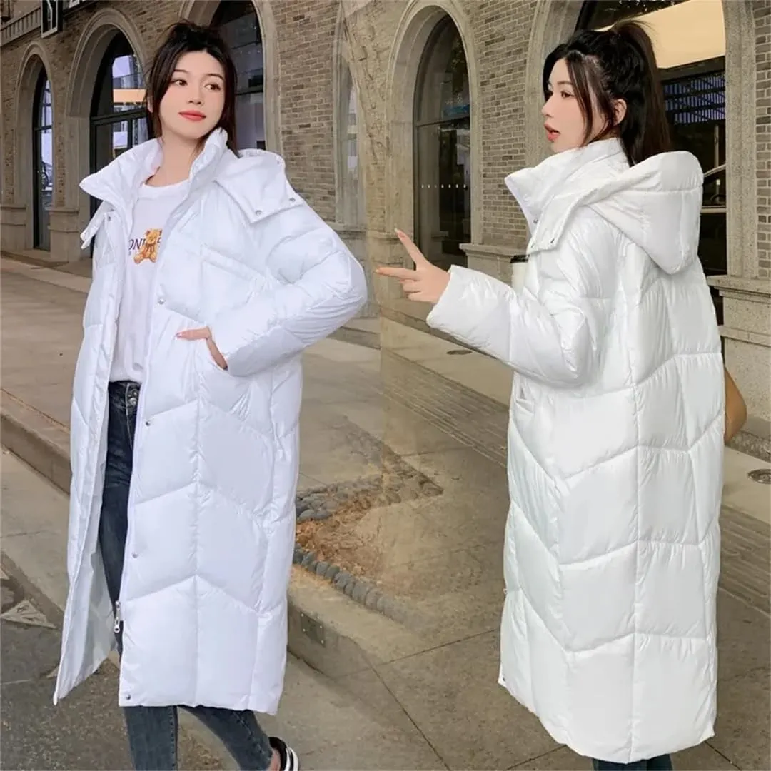 Women Winter Jacket Windproof Down Cotton Coat Long Thick Warm Padded Puffer Parkas Female Hooded Overcoat