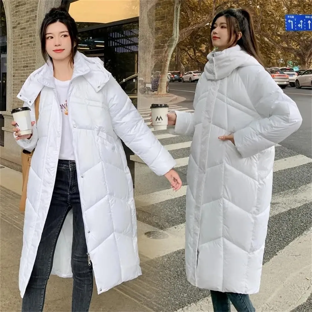 Women Winter Jacket Windproof Down Cotton Coat Long Thick Warm Padded Puffer Parkas Female Hooded Overcoat