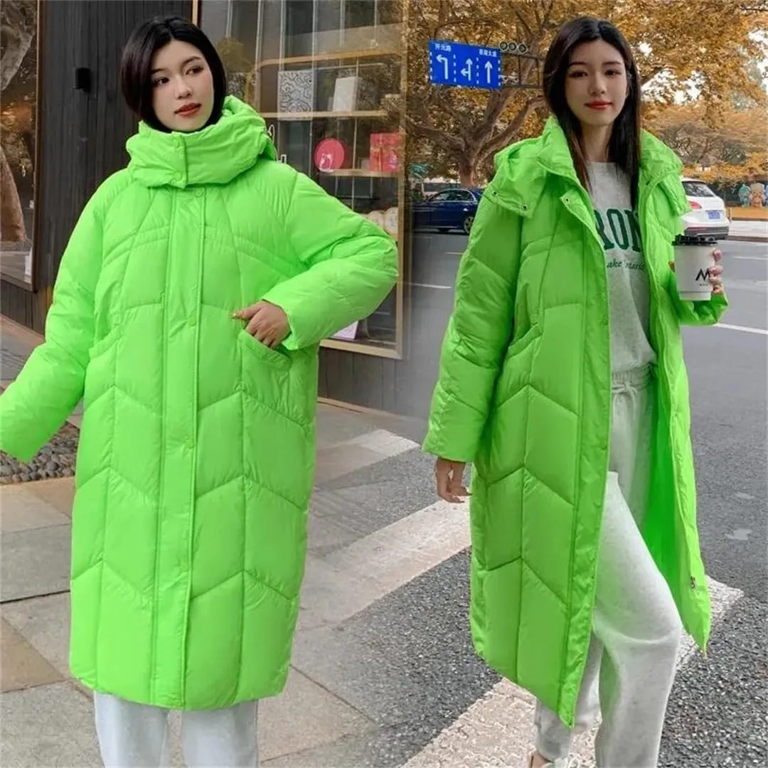 Women Winter Jacket Windproof Down Cotton Coat Long Thick Warm Padded Puffer Parkas Female Hooded Overcoat