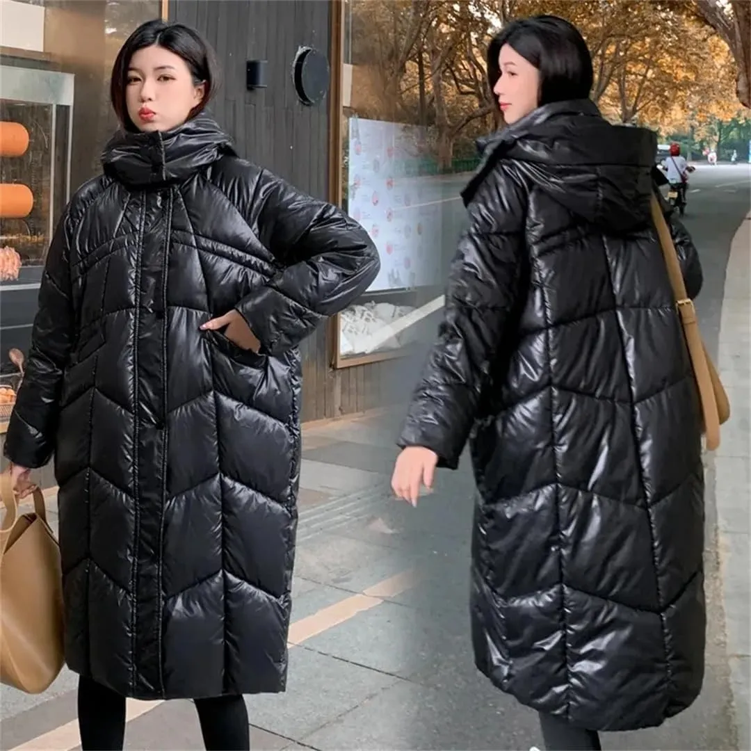 Women Winter Jacket Windproof Down Cotton Coat Long Thick Warm Padded Puffer Parkas Female Hooded Overcoat