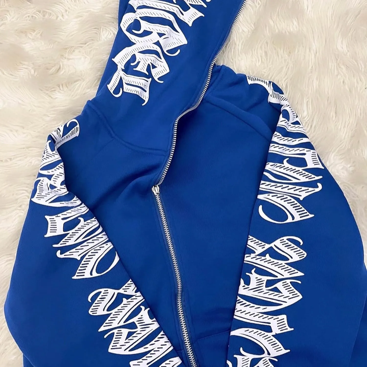 Women Zip Up Hoodie Y2k Letter Graphic Print Rhinestone Oversized Hoodies Gothic Jacket Vintage Streetwear