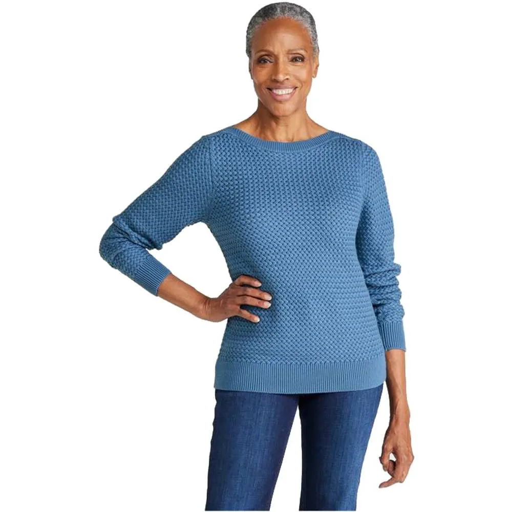 Women's Basket Weave Boatneck Sweater