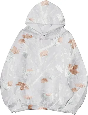Womens Camo Hoodie Maple Leaf Print Oversized Fleece Hooded Sweatshirt Trendy Graphic Hoodie Pullover with Pocket
